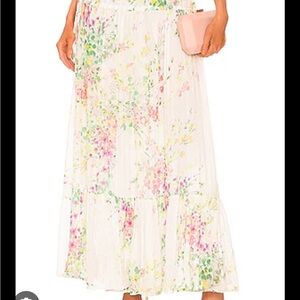 Sabina musayev Floral Maxi Skirt - Cream and Pink metallic inlay